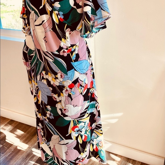 Halogen Brand Georgette wrap floral dress Sz: M - Picture 3 of 6